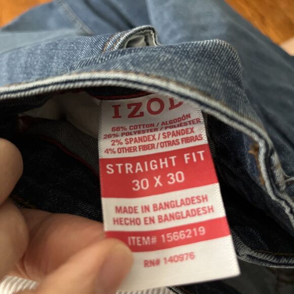 NWT Izod Men's 30x30 Saltwater Straight Fit Stretch Dark Wash Blue Jeans - Picture 9 of 9